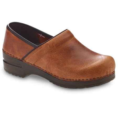 Sanita Women's Closed Back Clog, Pull-up Leather Upper, Polyurethane Outsole, Cognac, Size 7.5-8 M 473506-015-39